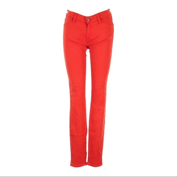 Blank NYC Bright Red Classic Low Rise Spray On Skinny Jeans Size 25 - Picture 4 of 13